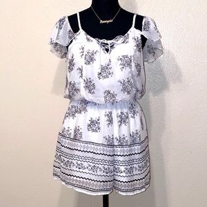 White Floral Romper (Shorts)